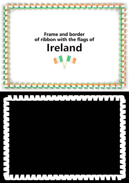 Каркасно-кордон стрічку з прапор Ірландії для дипломів, вітання, сертифікати. Альфа-канал. 3D ілюстрація — стокове фото