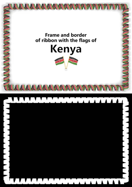 Frame and border of ribbon with the Kenya flag for diplomas, congratulations, certificates. Alpha channel. 3d illustration — Stockfoto