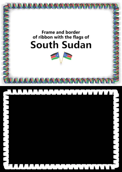 Ram och gränsa av menyfliksområdet med Sydsudans flagga för examensbevis, Grattis, certifikat. Alfakanal. 3D illustration — Stockfoto