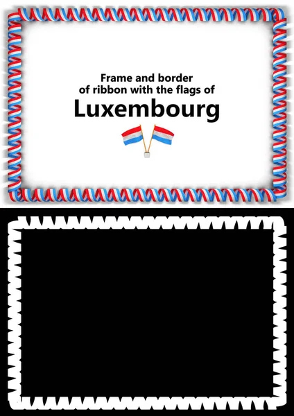 Bingkai dan batas pita dengan bendera Luksemburg untuk diploma, selamat, sertifikat. Saluran Alpha. Ilustrasi 3d — Stok Foto