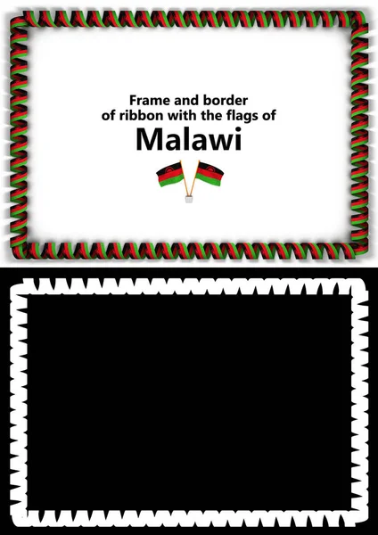 Ram och gränsa av menyfliksområdet med flaggan Malawi för examensbevis, Grattis, certifikat. Alfakanal. 3D illustration — Stockfoto