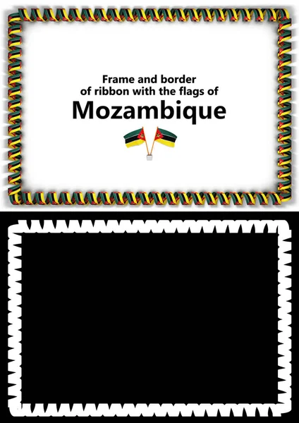 Ram och gränsa av menyfliksområdet med Moçambiques flagga för examensbevis, Grattis, certifikat. Alfakanal. 3D illustration — Stockfoto