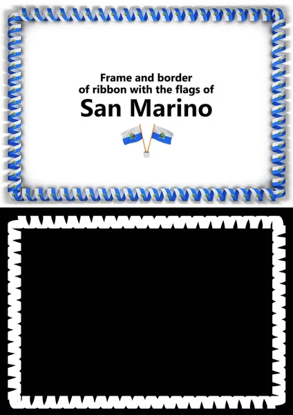 Çerçeve ve kurdele ile Diploma, Tebrikler, sertifikalar için San Marino bayrağı kenarlığını. Alfa kanalı. 3D çizim — Stok fotoğraf