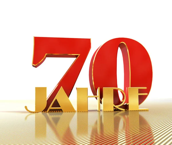 Zlaté číslo sedmdesát (číslo 70) a slovo "roky" pozadí vyhlídky zlatých čar. Přeloženo z německého - let. 3D obrázek — Stock fotografie