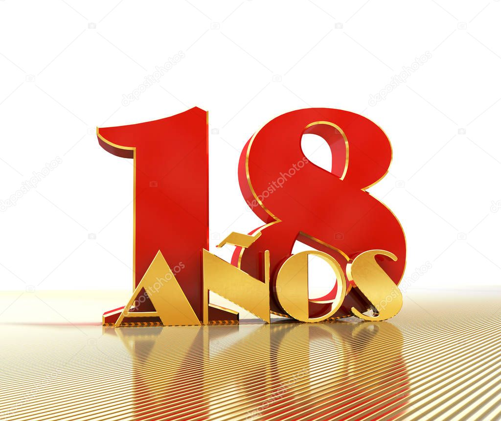 Golden number eighteen (number 18) and the word 