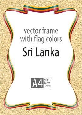 Çerçeve ve şerit kenarlığını Sri Lanka bayrağı, sertifika ve diploma için şablon öğeleri renkleri ile. Vektör, ile üç mm bleed.