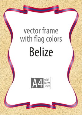 Çerçeve ve şerit kenarlığını Belize bayrağı, sertifika ve diploma için şablon öğeleri renkleri ile. Vektör, ile üç mm bleed.