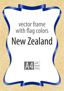 Çerçeve ve şerit kenarlığını Yeni Zelanda bayrağı, sertifika ve diploma için şablon öğeleri renkleri ile. Vektör, ile üç mm bleed.