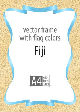 Çerçeve ve şerit kenarlığını Fiji bayrak, sertifika ve diploma için şablon öğeleri renkleri ile. Vektör, ile üç mm bleed.