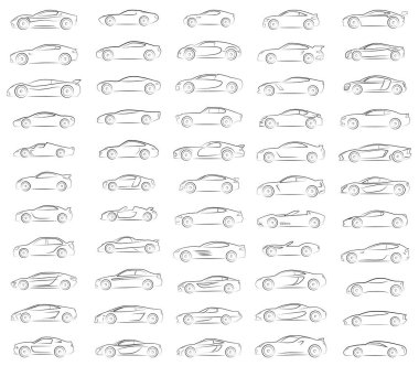 Spor otomobillerin büyük set Vector silhouettes