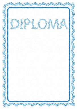 Basit mavi çerçeve kenarlığı dişli tekerlekli diploması için vektör, sertifika