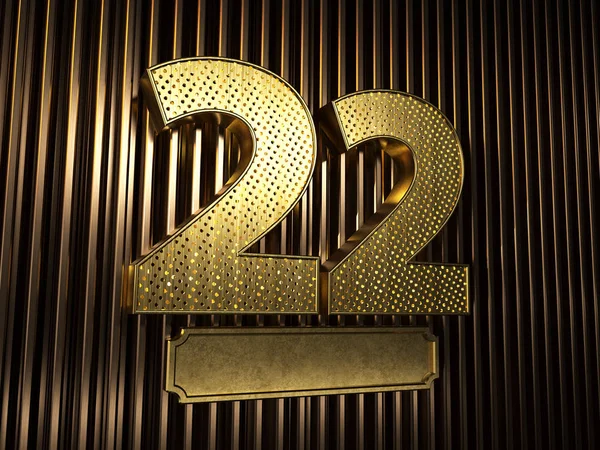Numer 22 (numer dwadzieścia dwa) z małymi otworami — Zdjęcie stockowe