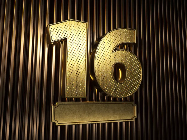 Nummer 16 (nummer zestien) met kleine gaatjes — Stockfoto