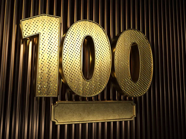 Número 100 (número cien) con agujeros pequeños —  Fotos de Stock