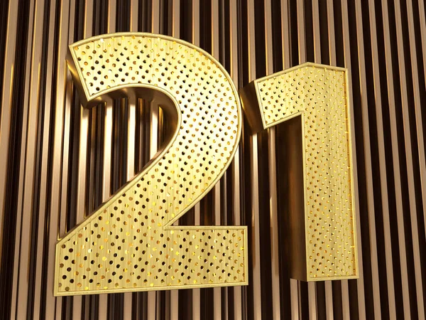 Numer 21 (numer 21) z małymi otworami — Zdjęcie stockowe