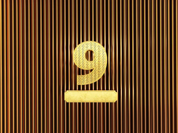 Numer 9 (numer 9) z małymi otworami — Zdjęcie stockowe