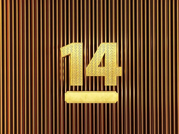Número 14 (número quatorze) com pequenos furos — Fotografia de Stock