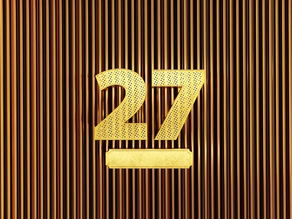 Número 27 (número vinte e sete) com pequenos furos — Fotografia de Stock