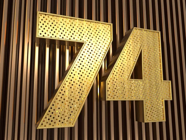Nummer 74 (nummer sjuttiofyra) med små hål — Stockfoto