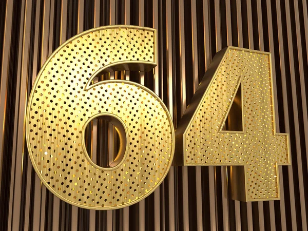 Αριθμός 64 (αριθμός εξήντα τέσσερα) με μικρές τρύπες — Φωτογραφία Αρχείου