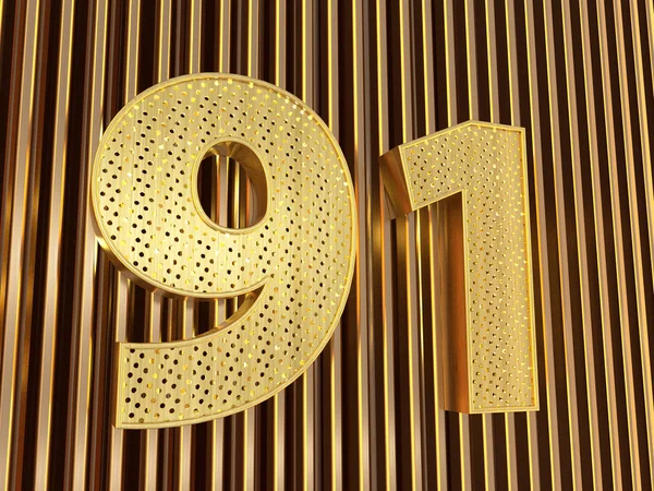 Nummer 91 (nummer eenennegentig) met kleine gaatjes — Stockfoto