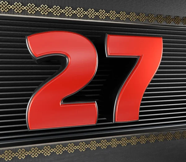 Röd nummer 27 med ändlös knut — Stockfoto