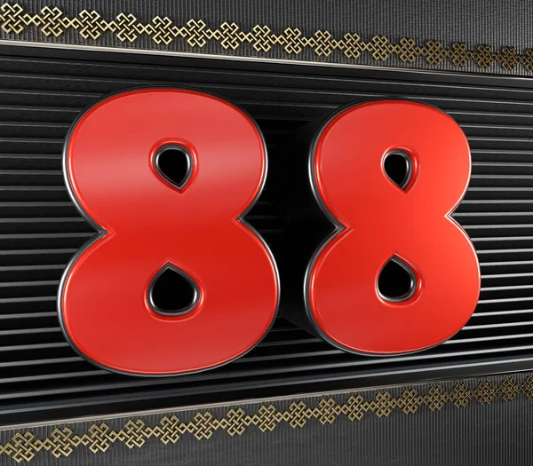Red number 88 with endless knot