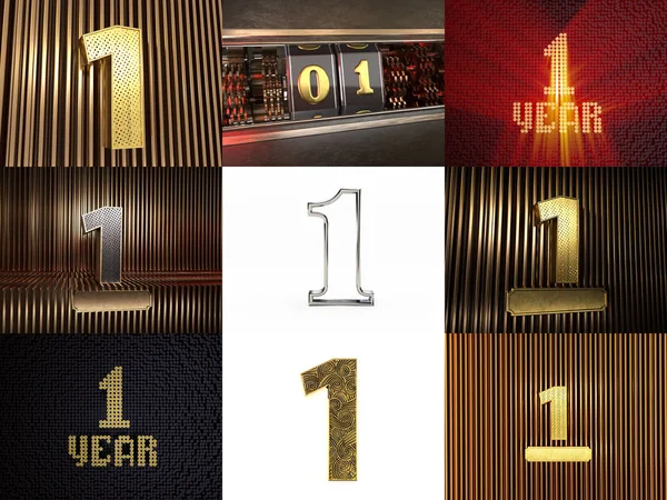 Set di celebrazione numero uno anno — Foto Stock