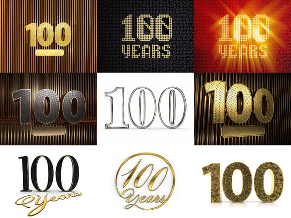 Set of number one hundred years celebration — Stock Photo, Image