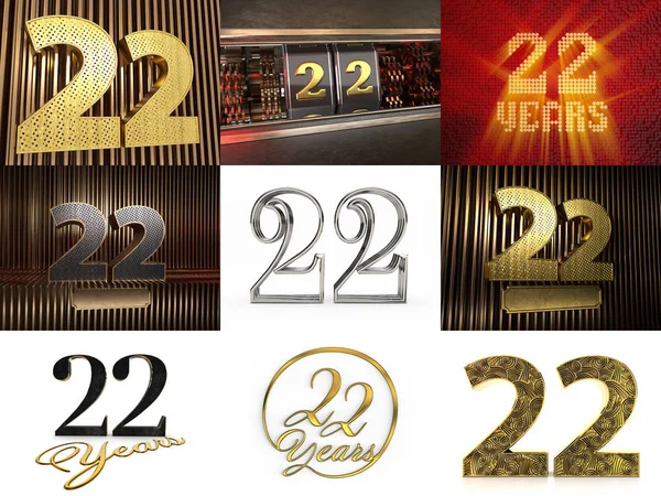 Set of number twenty-two years celebration — Stock Photo, Image