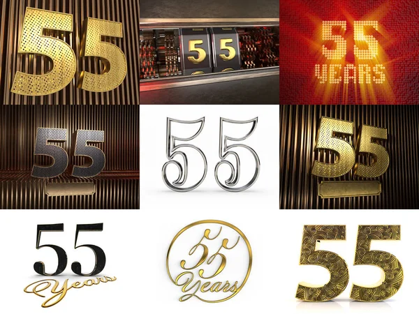 Set of number fifty-five years celebration — Stock Photo, Image