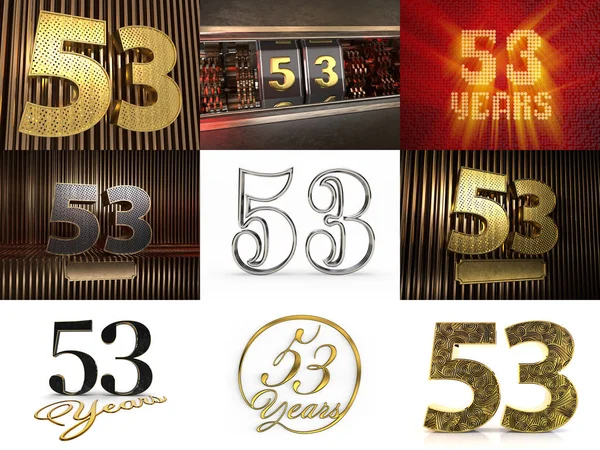 Set of number fifty-three years celebration — Stock Photo, Image