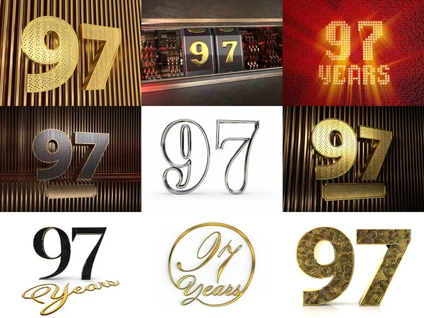 Set of number ninety-seven years celebration — Stock Photo, Image