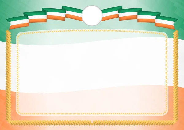 Grens met de Ierse nationale vlag. — Stockvector