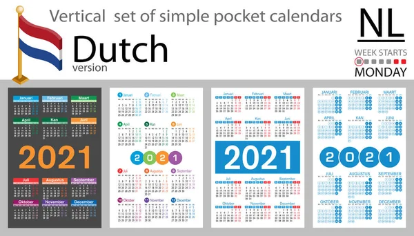 Ολλανδική Κάθετη Σειρά Ημερολογίων Τσέπης Για 2021 Δύο Χιλιάδες Είκοσι — Διανυσματικό Αρχείο