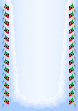 Saint Kitts ve Nevis bayrağı ile dikey çerçeve ve sınır, sertifikan ve diploman için şablon unsurları. Vektör.
