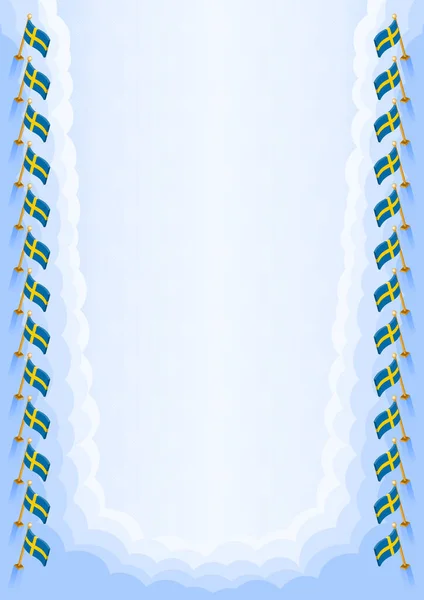 Вертикальная Рамка Граница Флагом Швеции Элементы Шаблона Вашего Сертификата Диплома — стоковый вектор