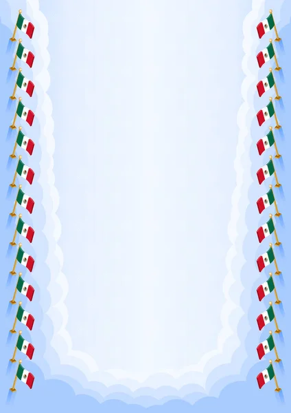 Вертикальная Рамка Граница Флагом Мексики Элементы Шаблона Сертификата Диплома Вектор — стоковый вектор
