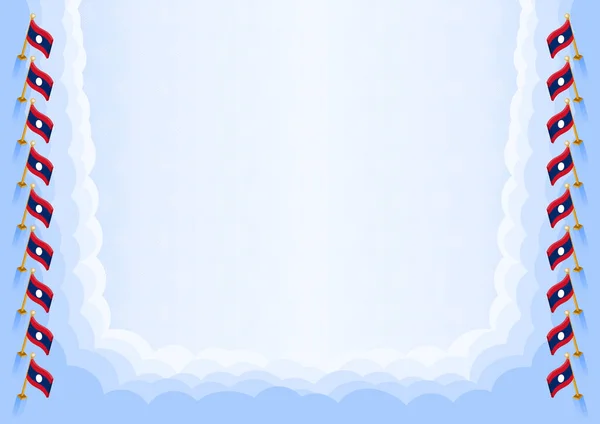 Горизонтальная Рамка Граница Флагом Лаоса Элементы Шаблона Сертификата Диплома Вектор — стоковый вектор