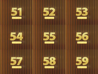51 'den 59' a kadar olan sayılar metal arka planda küçük deliklerle delinmiş. 3B illüstrasyon