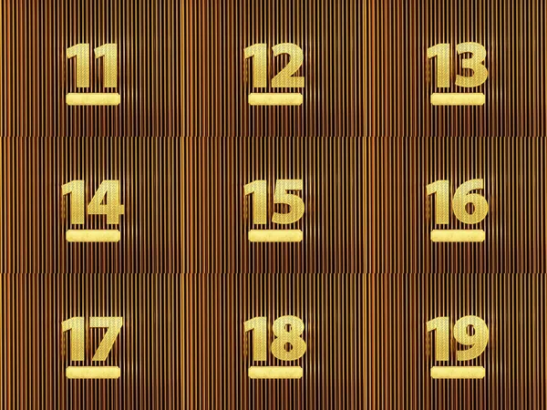 Set Numere Unsprezece Nouăsprezece Perforate Găuri Mici Fundalul Metalic Ilustrație — Fotografie, imagine de stoc