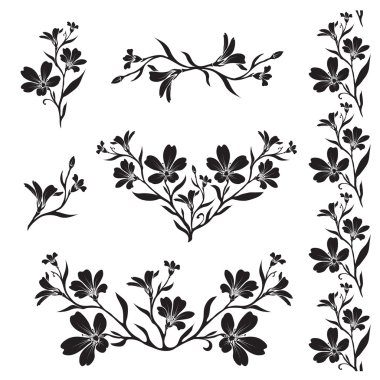 Chickweed grafik çiçek siluetleri