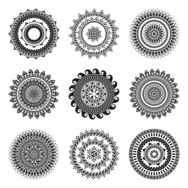 Yuvarlak soyut etnik süsleme mandalalar