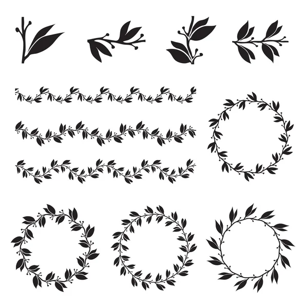 Silhouette laurel wreaths in different shapes — Stock Vector