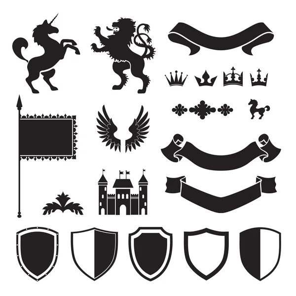 Heraldic silhouettes for signs and symbols — Stock Vector