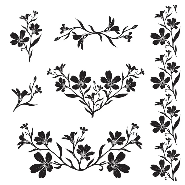 MARHALM grafisk blomma silhuetter — Stock vektor