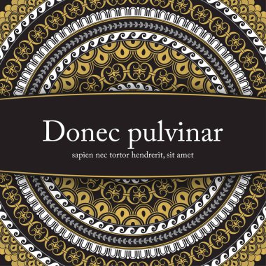 Siyah, altın ve beyaz renklerde mandala şablonuyla vektör