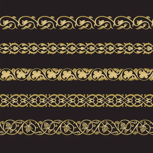 Bordures de carrelage floral sans couture — Image vectorielle