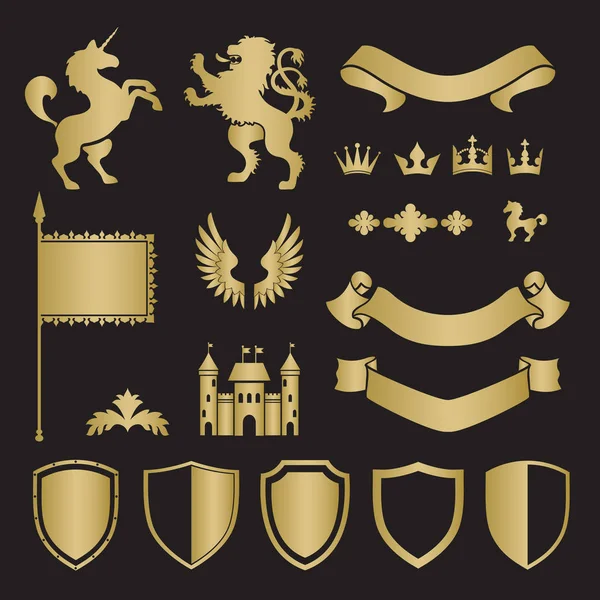 Wappensilhouetten für Zeichen und Symbole — Stockvektor