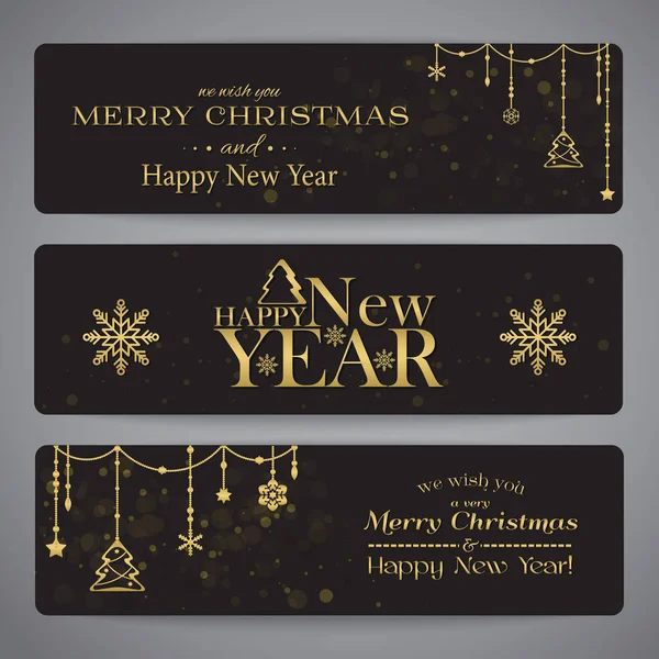 Merry Christmas banners with beads — Stock Vector